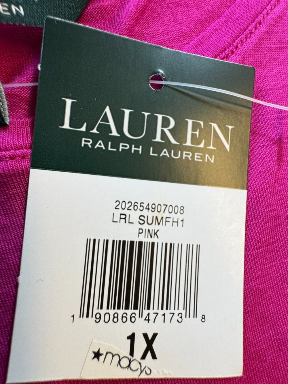 Lauren Ralph Lauren Tunic Tee Womens Size 1X Bright Pink Lightweight Side Slits - Picture 8 of 8